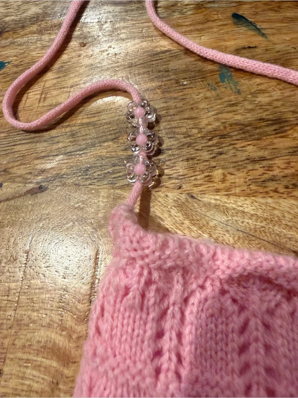 Handmade Light Pink Beaded Purse